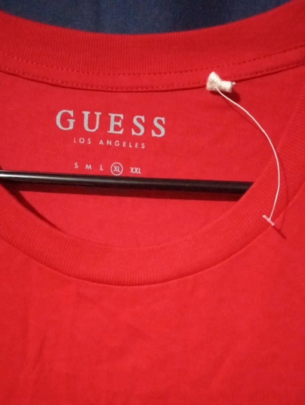 NWOT Guess Red Short-Sleeve Logo Tee with Stripe Detail - Picture 5 of 5